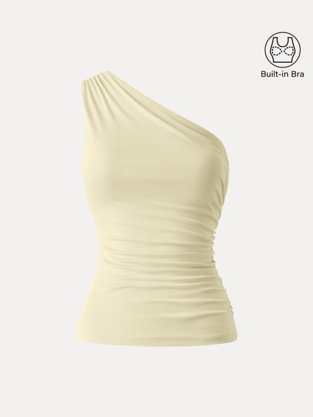 OGL Sandwashed One Shoulder Ruched Bra Tank in Butter Yellow size Small. NWT